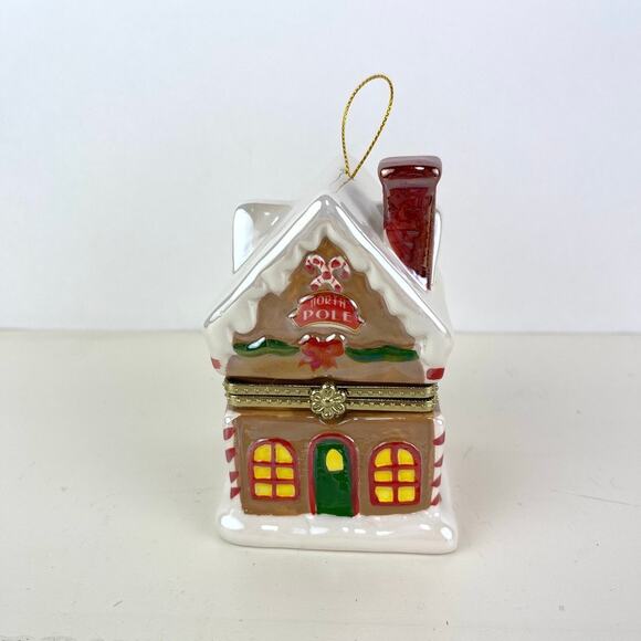 Mr Christmas Ceramic North Pole House Music Box Ornament - Picture 1 of 7